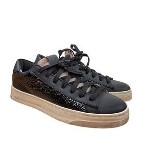 P448 Jack Sneakers EU36 Womens US 6 Black Leather Medusa Low Top Distressed